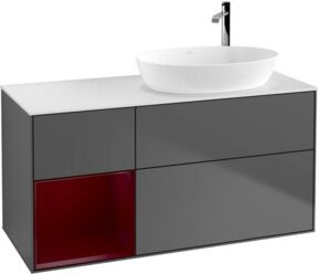 V&B Waschtischunterschrank Finion mit Wandbeleuchtung, Anthrazit lackiert, B: 120 cm, T: 50,1 cm, H: 50,1 cm - Bild 1