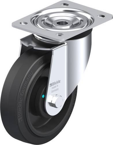 Blickle L-POEV 160KAD Lenkrolle aus verzinktem Stahl und Kunststoff in Schwarz und Silber mit einem Rad-Durchmesser von 160 mm und einer Tragfähigkeit von max. 400 kg - Bild 1