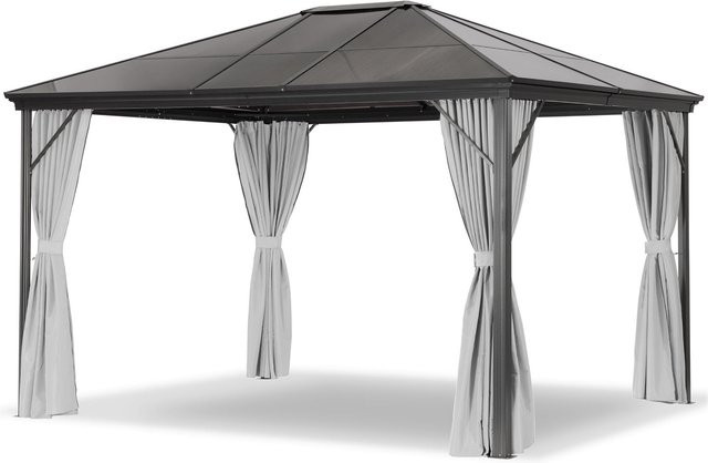 Leco Profi-Pavillon Metall-Gartenüberdachung mit Polycarbonat-Stegplatten und Seitenteilen in Grau und Anthrazit, B/T/H: 365 x 365 x 270 cm - Bild 1