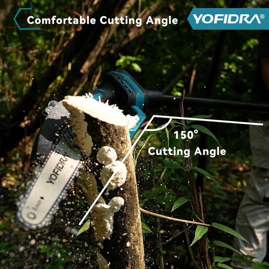 YOFIDRA Bürstenlose elektrische Kettensäge mit Teleskopstange und 8 Zoll Schiene, kabellose Garten-Baumschere kompatibel mit Makita LXT Akkus - Bild 5