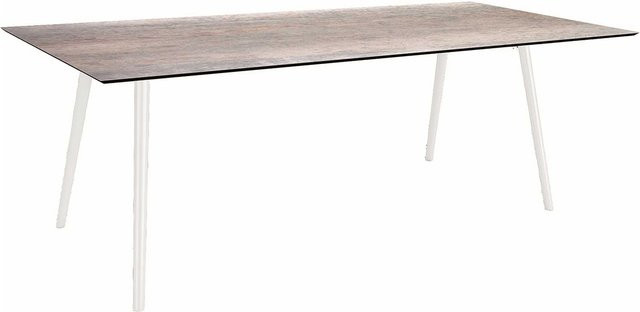 Stern Tisch Interno mit konischem Rundrohr-Aluminiumgestell in Weiß und Silverstar 2.0 Smoky, B/T: 220 x 100 cm - Bild 1