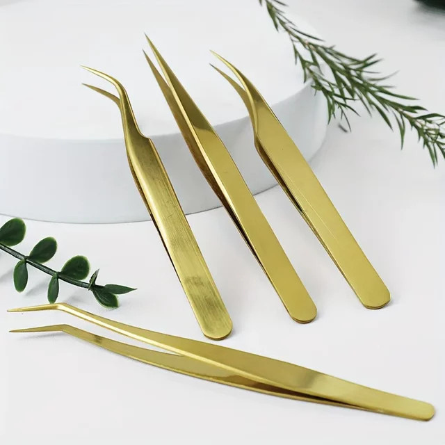 Ouriner Wimperntransplantationspinzette aus Edelstahl, Gold - Bild 1