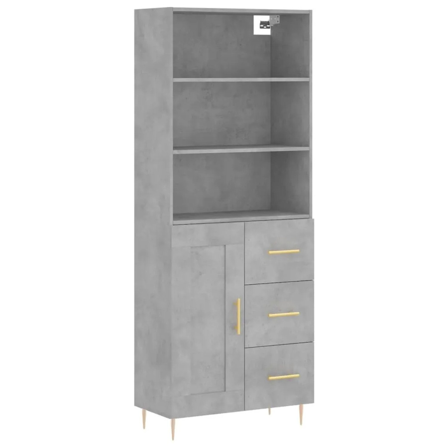 vidaXL Highboard in Betongrau aus Holzwerkstoff und Metall, B/T/H: 69,5 x 34 x 180 cm - Bild 2