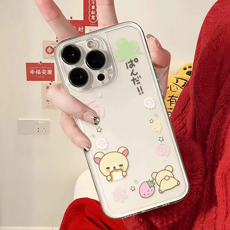 Kawaii Bär Handytasche mit Erdbeeren Design für Xiaomi Redmi Note 15C 14 13 12 12S 12C 11 10 10C 13C 10S A1 A in Transparent - Bild 4