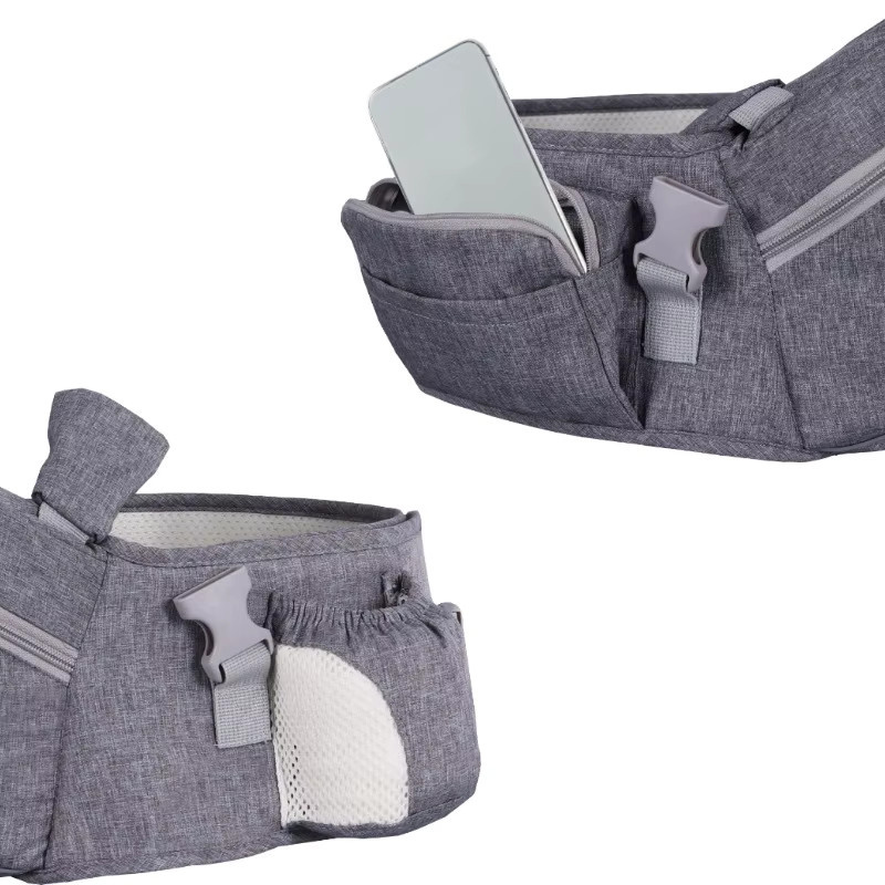 Ergonomische Babytrage von dajinbear in Grau für Kleinkinder mit Hüftsitz und nach vorne gerichteter Tragefunktion - Bild 3