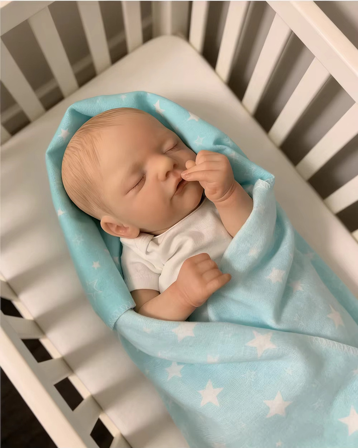 MRB Reborn-Babypuppe Sam, Neugeborenen-Puppe, 18 Zoll, mit handbemalten Haaren - Bild 3