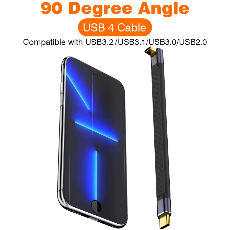 UGOURD USB4 Winkel-Kurzkabel Thunderbolt4 Typ-C Kabel 40Gbps PD240W Schwarz Länge: 13,5 cm - Bild 3