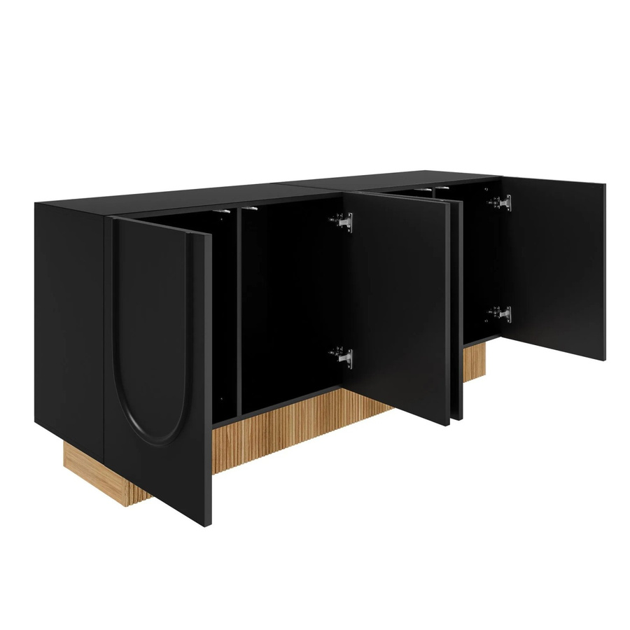 okwish Sideboard mit 4 Türen für dein Wohnzimmer in Schwarz, B/H/T: 160 x 75 x 38 cm - Bild 2