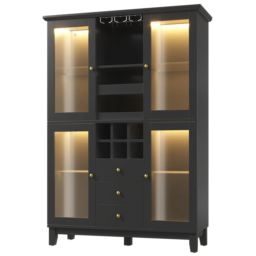 okwish Weinschrank mit App-gesteuerter LED-Beleuchtung und Flaschenhalter in Schwarz, H x B x T: 180,5 x 120 x 40 cm - Bild 2