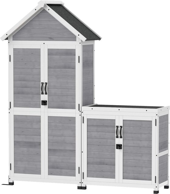 Outsunny Gartenschrank aus Tannenholz in Hellgrau mit Einzeltür, B: 51 cm, T: 89 cm, H: 182 cm - Bild 1