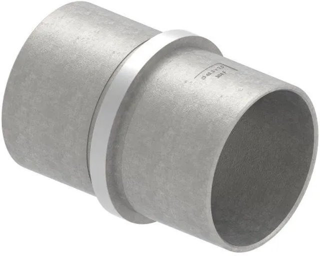 FeNau Steckverbinder aus Edelstahl mit Mittelsteg für Rohr Durchmesser: 48,3 mm, Wandstärke: 2,5 mm, Farbe: Silber - Bild 1
