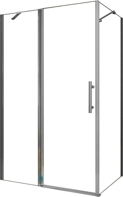 AICA Eckdusche mit Pendeltür und Seitenwand aus ESG-Glas in Transparent, B/T: 80 x 90 cm, Höhe: 195 cm, 6 mm Glasstärke mit Nano-Beschichtung - Bild 1