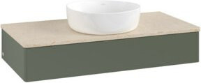 V&B Waschtischunterschrank Antao ohne Frontstruktur in Grau Grün lackiert B/T/H: 100 x 50 x 19 cm - Bild 1