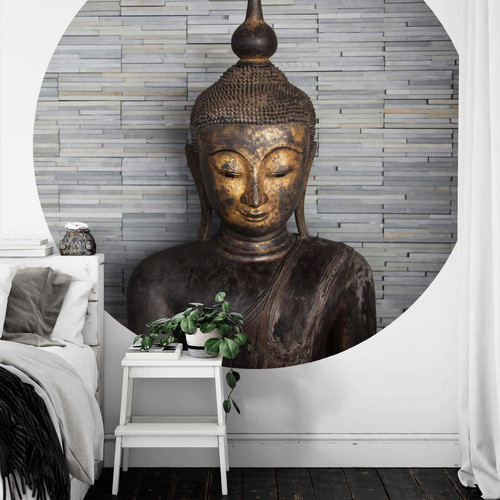 K&L Wall Art Runde Vliestapete Feng Shui Buddha Yoga Wand Deko, mehrfarbig, matt - Bild 2
