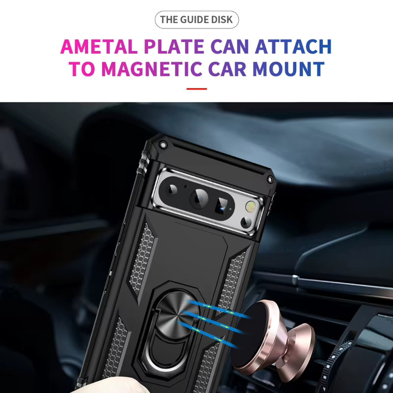 Robuste Handyhülle mit Magnetringhalterung für Google Pixel 9 Pro XL 8 7 6 Pro 5G in Schwarz und Rot - Bild 3