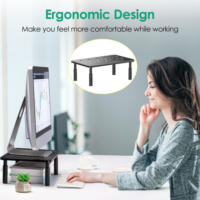 BEISHI Monitorständer für den Schreibtisch, Einstellbares Monitor Rack für PC und Bildschirm, in Schwarz oder Beige - Bild 1