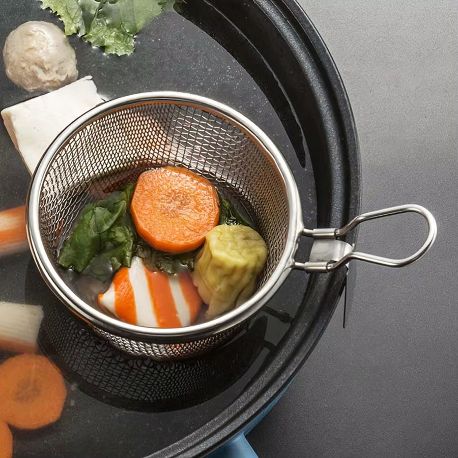 Edelstahl Chafing Dish Set in Silber mit Sieb, Trichter und Haken für Fleisch und Nudeln - Bild 1
