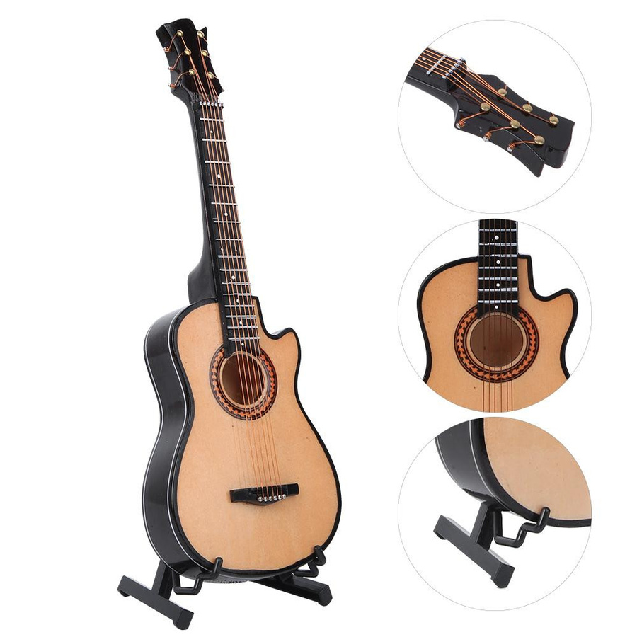 Shoemst Miniatur Akustikgitarrenmodell aus Holz als Schreibtischdekoration, Höhe: 20 cm - Bild 3