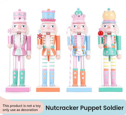 Dekorativer Nussknacker Soldat aus Massivholz in Macaron-Farben für deine Weihnachtsdekoration, Höhe: 25 cm