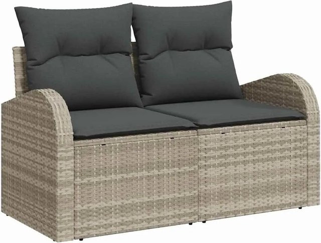 vidaXL Garten-Sofa-Set 7-tlg. in Grau mit Kissen, Ecksofa, 2-Sitzer und Couchtisch für Garten, Terrasse oder Balkon - Bild 1