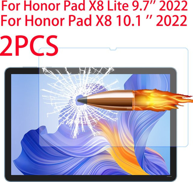 2er-Set gehärtete Glas Displayschutzfolien für Honor Pad X8 10,1 Zoll und Honor Pad X8 Lite 9,7 Zoll, transparent - Bild 1