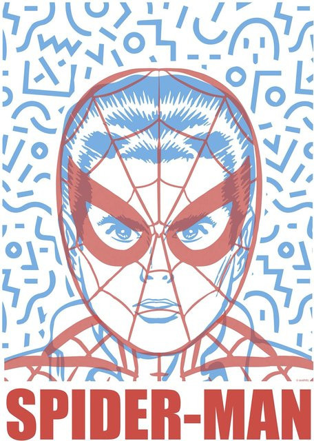Komar Wandbild Marvel Spider-Man Face, Blau, B: 30 cm, H: 40 cm - Bild 1