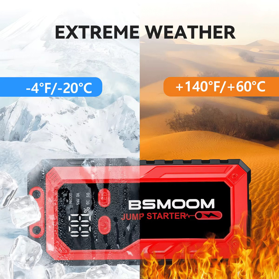 BSMOOM 5000A Auto-Starthilfe für 12V-Fahrzeuge mit LCD-Display, LED-Anzeige und USB-C-Anschluss, geeignet für Benzin- und bis zu 8,0-Liter-Dieselmotoren - Bild 3