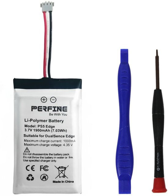 Perfine BAGP1001 DualSense Edge Controller-Akku für SONY PS5 Edge, 1900 mAh, Weiß - Bild 1