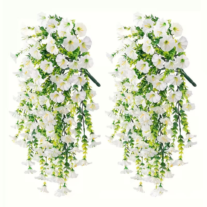 2er-Set künstliche hängende Pflanzen von xunyihappy mit Morning Glory und Eukalyptus in Mehrfarbig für Garten, Hochzeit und Dekoration - Bild 4