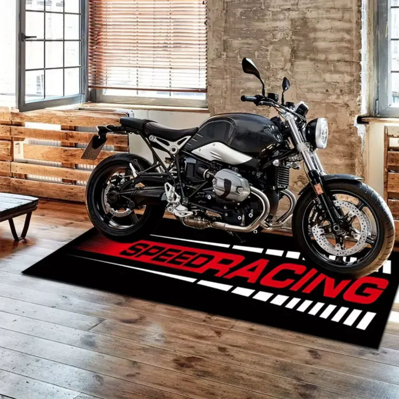 VIKAMA Sport-Dynamik Motorrad-Teppich in Schwarz für Wohnzimmer und Motorrad-Dekoration - Bild 4