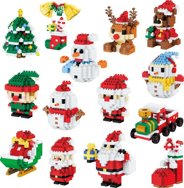HUATEC Weihnachten Schneemann Santa Claus Baum, Micro Bausteine Modell Spielzeug Set - Bild 1