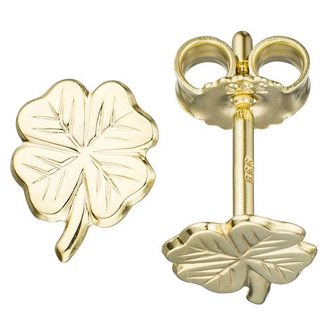 Colkid Kinder Ohrstecker Kleeblatt, 333 Gelbgold - Bild 1