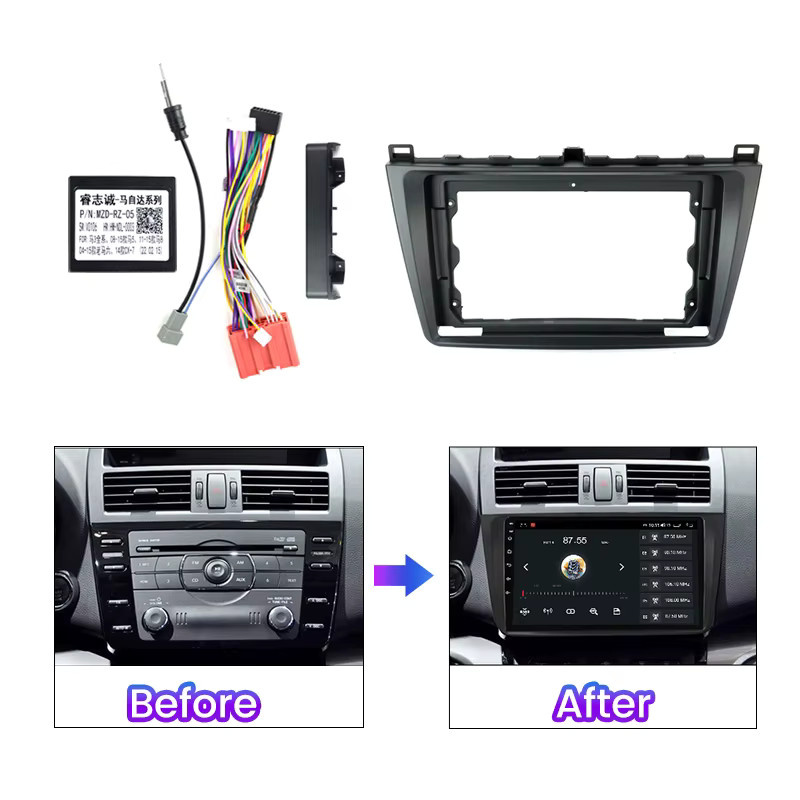 MEKEDE Autoradio Hauptrahmen Lünette Kit für Mazda 6 2008-2014, 9 Zoll Single Frame Armaturenbrett Panel, Schwarz - Bild 2