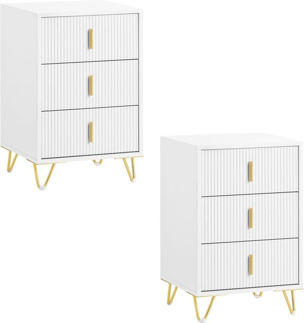 SoBuy Nachttisch mit 3 Schubladen in Weiß, modern, B/T/H: 40 x 36 x 63 cm - Bild 1