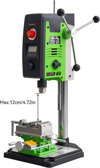 Allsome Tischbohrmaschine BG-518801+BG-6368 mit 6-Gang, 800 W und 3-Zoll-Kreuzschlitz-Schraubstock-Kombinationsset, Grün - Bild 1