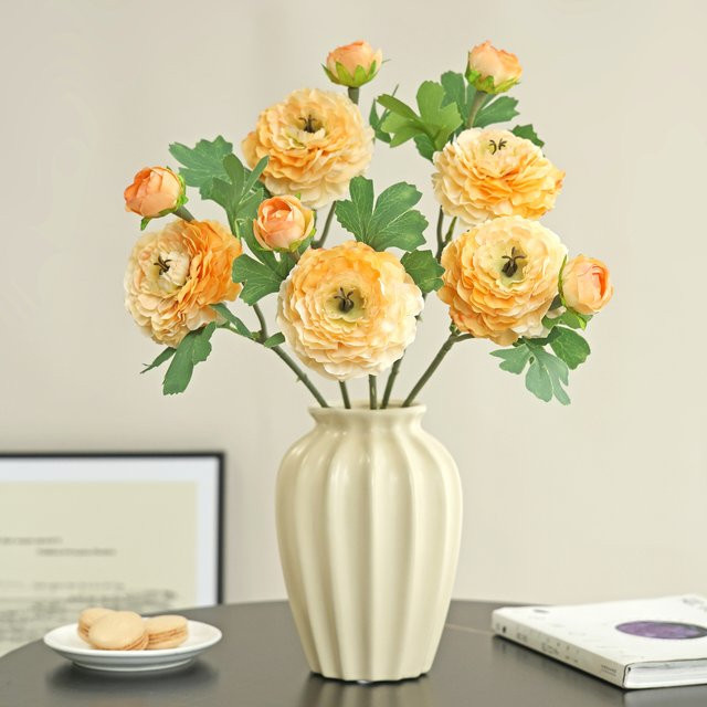 ZQCY Künstliche Doppel-Pfingstrosen in Orange als Tischdekoration für Hochzeit und DIY-Geschenke - Bild 1