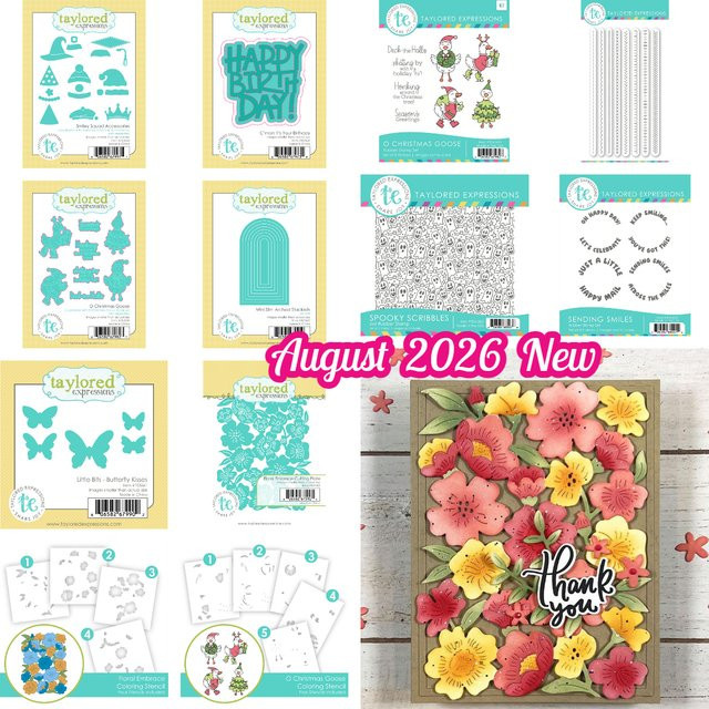 Taylored C'mon It's Your Birthday Stanzsatz Floral Embrace mit Weihnachtsgans aus Metall in Silber für DIY Scrapbook und Kalender - Bild 1