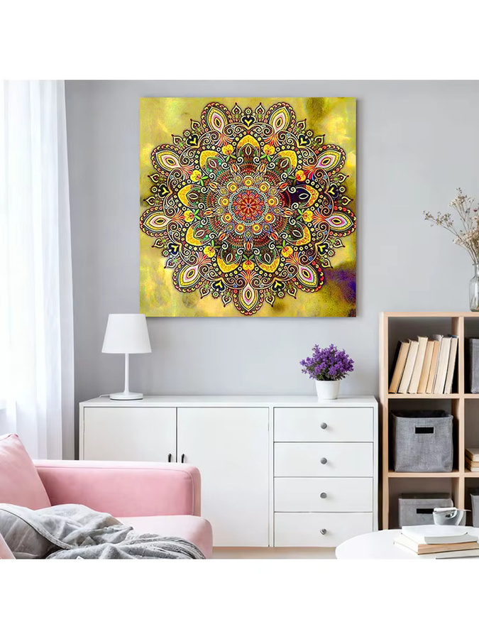 HUACAN Diamantmalerei Mandala Blume DIY Set mit runden Steinen in Multicolour, B/H: 20 x 20 cm - Bild 3