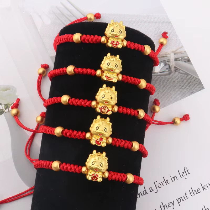 RINHOO FRIENDSHIP Armband, Rote Glücksperlen, Sternzeichen-Drache, Damen - Bild 1