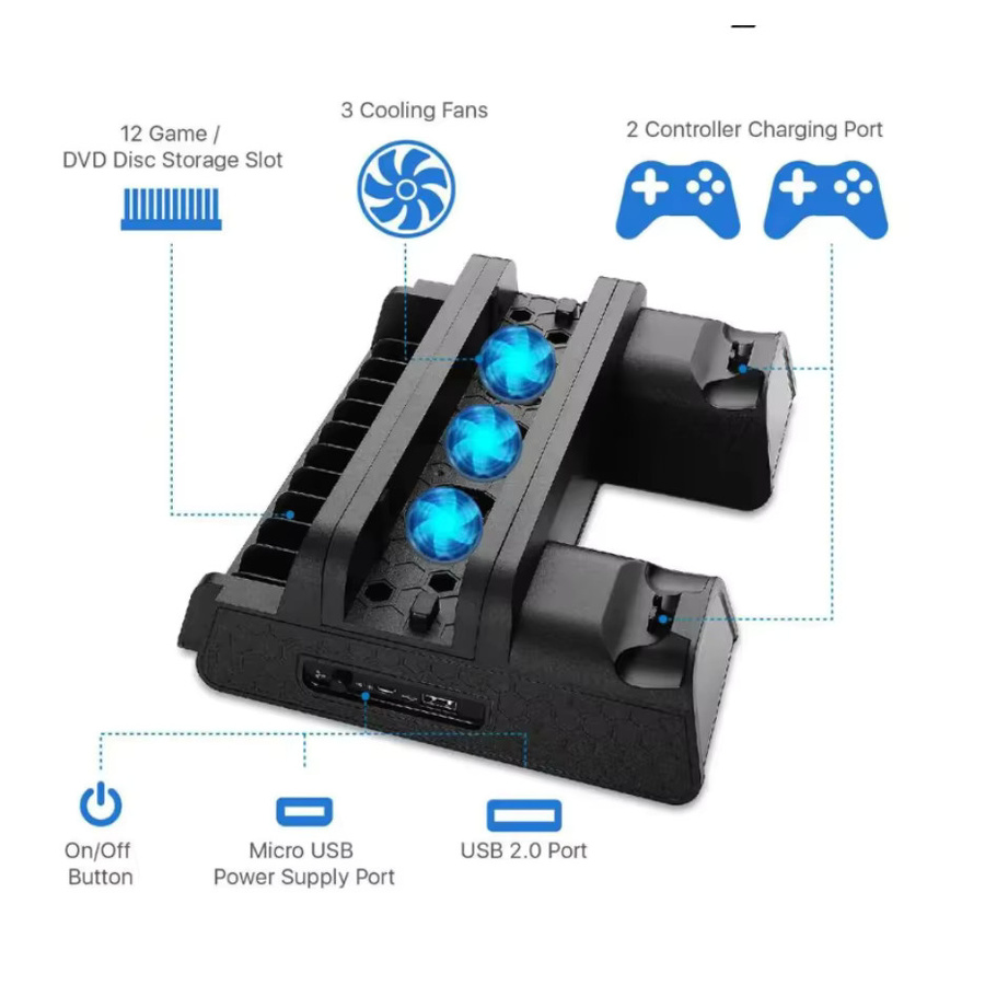 Sony Standventilator zur Kühlung für PlayStation PS4 Pro Slim und PS4 Controller in Schwarz - Bild 5