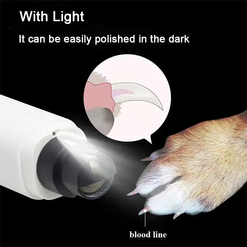 Elektrische Hundenagelschere in Weiß mit LED-Licht und USB-Ladefunktion für Hunde und Katzen - Bild 4