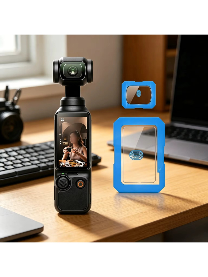 DJI Osmo Pocket 4 3 Displayschutzfolie aus gehärtetem Glas und Objektivschutz, transparent - Bild 6