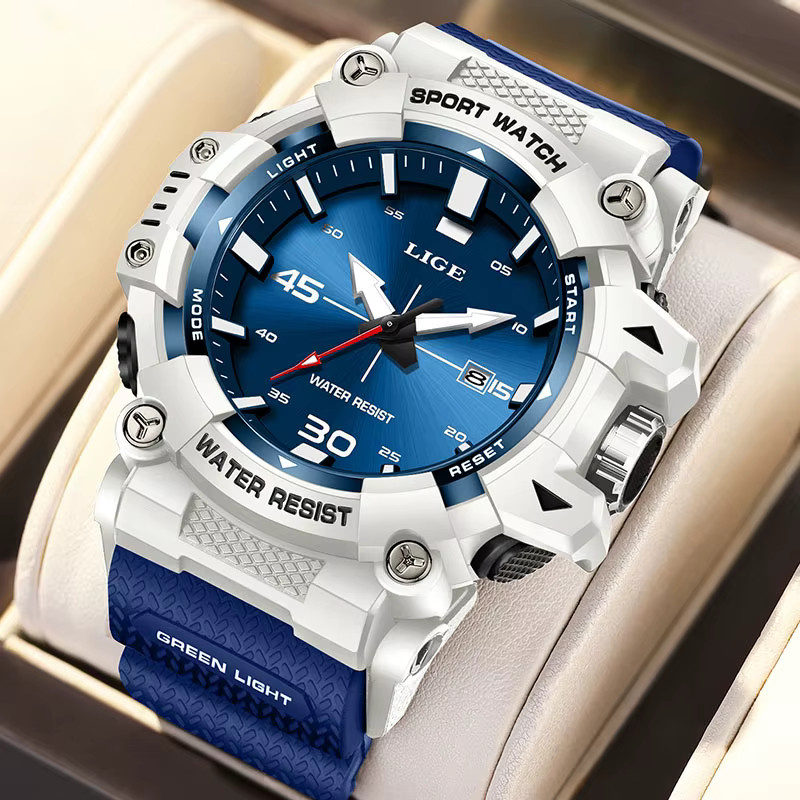 LIGE Armbanduhr Quarz, Silikon, Schwarz, Herren - Bild 6