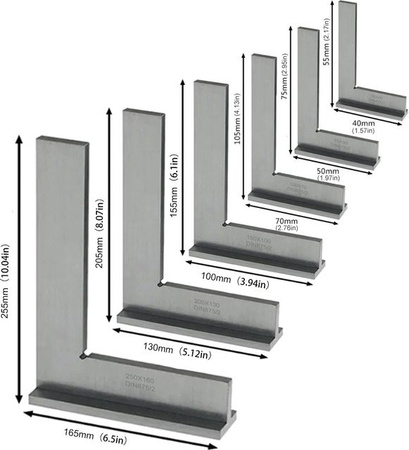 ETOPOO DIN875/2 Quadratisches Lineal aus Kohlenstoffstahl, Silber, 90-Grad-Winkellineal für Präzisionsarbeiten