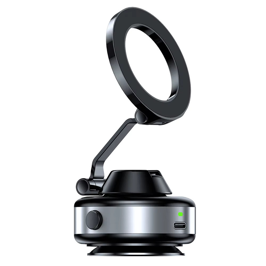 Elektrische Vakuum-Telefonhalterung von CrownQu in Schwarz mit 360 Grad Rotation und N52 Starkmagnet für iPhone 17 16 15 Pro Max als faltbarer Autohalterung-Freisprechständer - Bild 6