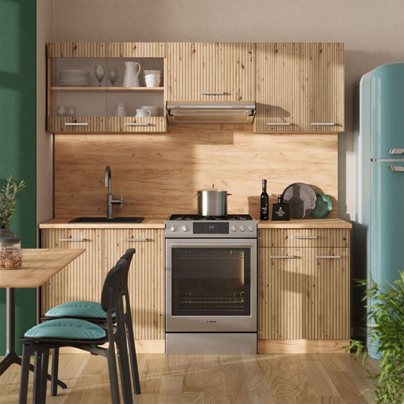 Vicco Küchenzeile R-Line in Artisan-Eiche und Goldkraft Eiche mit Breite: 200 cm - Bild 1