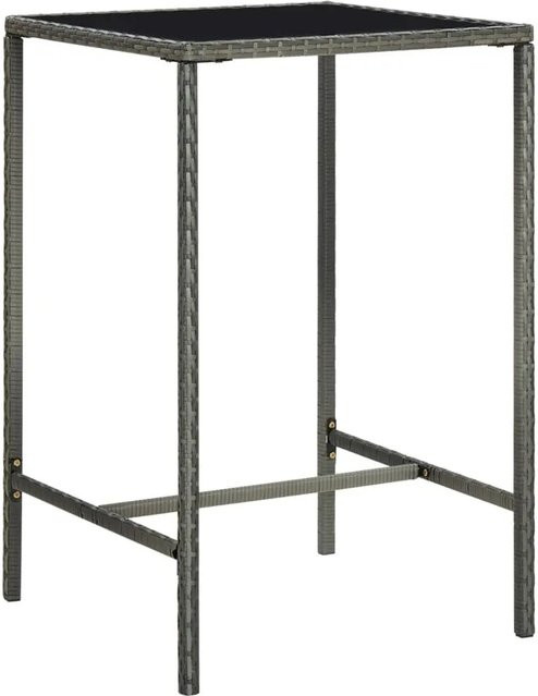 DELUKE Garten-Bartisch JONI aus Poly-Rattan und Glas in Grau, B/T/H: 70 x 70 x 110 cm - Bild 1