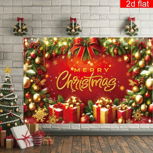 VIKAMA Weihnachts-Wandteppich in Rotgold für Wohnzimmer und Schlafzimmer, Wandbehang zur Weihnachtsdekoration, B/H: 60 x 40 cm - Bild 1