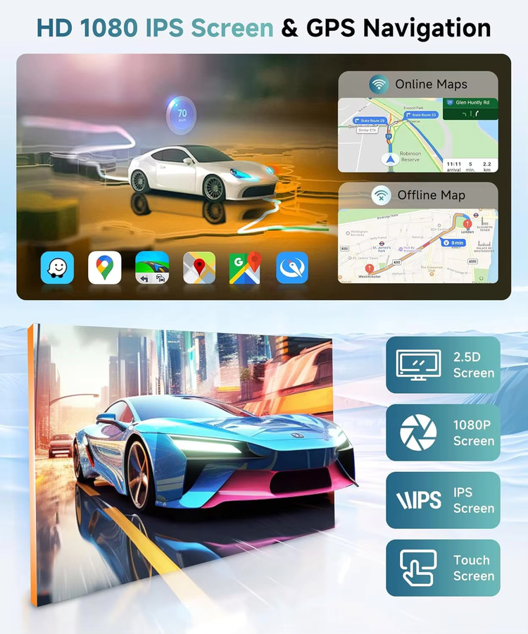 XFY 7-Zoll HD Auto-MP5-Player mit Bluetooth, FM-Radio, RDS, Mirrorlink und kabellosem Android Auto sowie Carplay in Schwarz - Bild 3