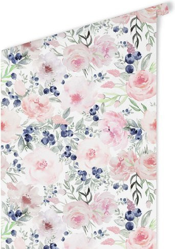 K&L Wall Art Vintage Vliestapete mit pastellblauen Beeren und Blumen in Mehrfarbig und Matt - Bild 1
